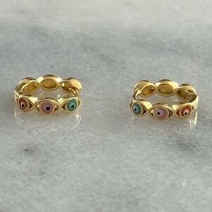 Gold Evil Eye Colorful Huggie Earrings 

Brand New